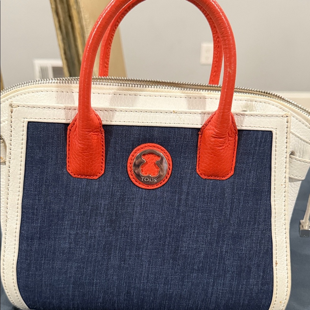 Tous Red and Navy Satchel
